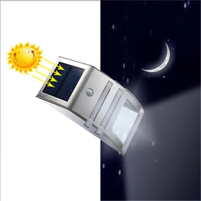 Garden Villa Solar Wall Light PIR Human Body Induction Stainless Steel LED Outdoor Waterproof Landscape Lighting  Clearance