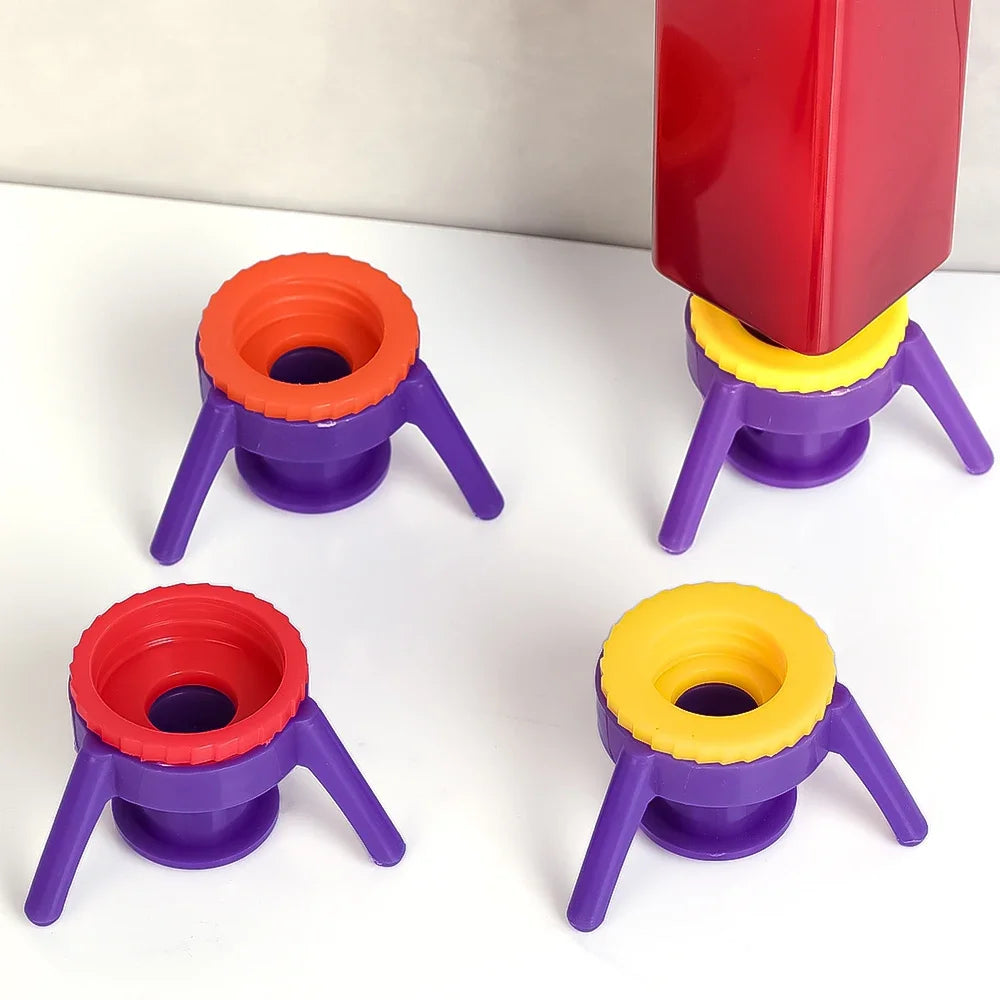 3Pcs/set Squeeze Bottle Cap Upside Down Tripod Bottle Caps No Waste Leak Prevention Cover Kitchen Bathroom Storage Rack Holder