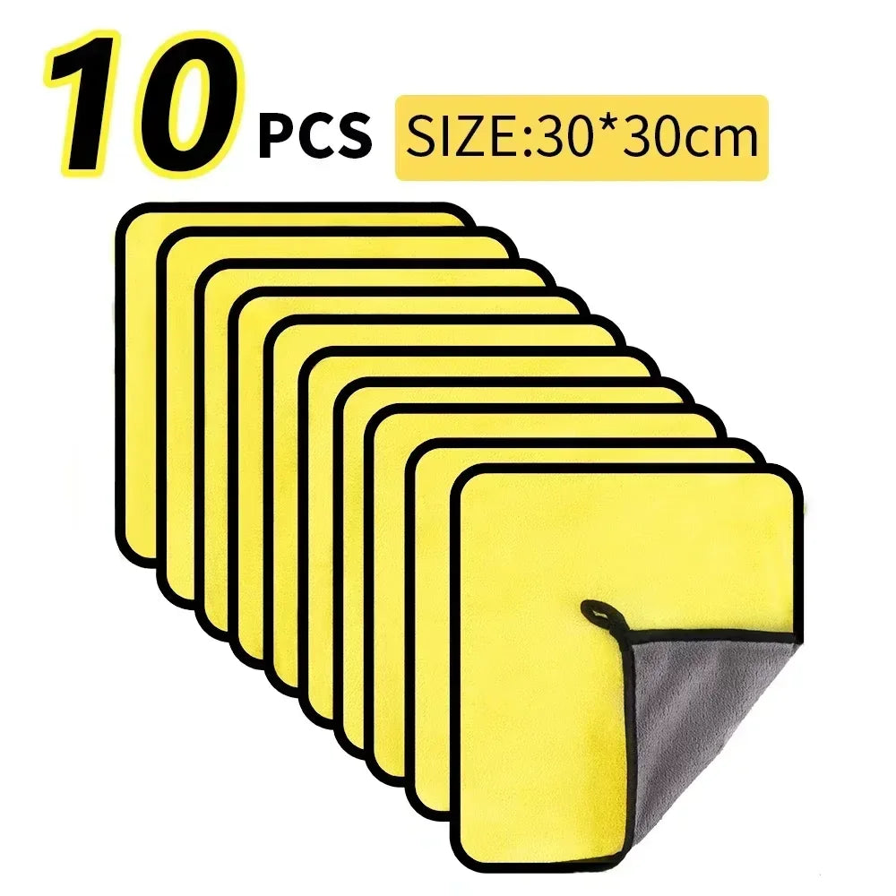 Double Layer Wash Cloth Microfiber Car Cleaning Towels 30X60cm 1/2/3/6/10pcs Soft Quick Drying for Windows Mirrors Wiping Rags