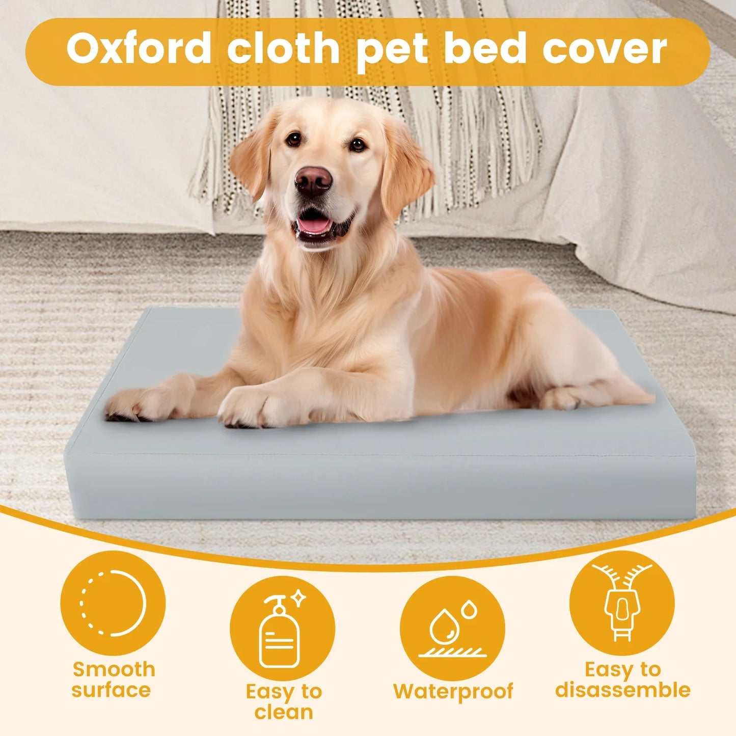Dog Bed Cover Oxford Cloth Waterproof Dog Bed Protector Cover With Zipper Removable Dog Bed Liner Easy to Wash Pet Supplies S/M