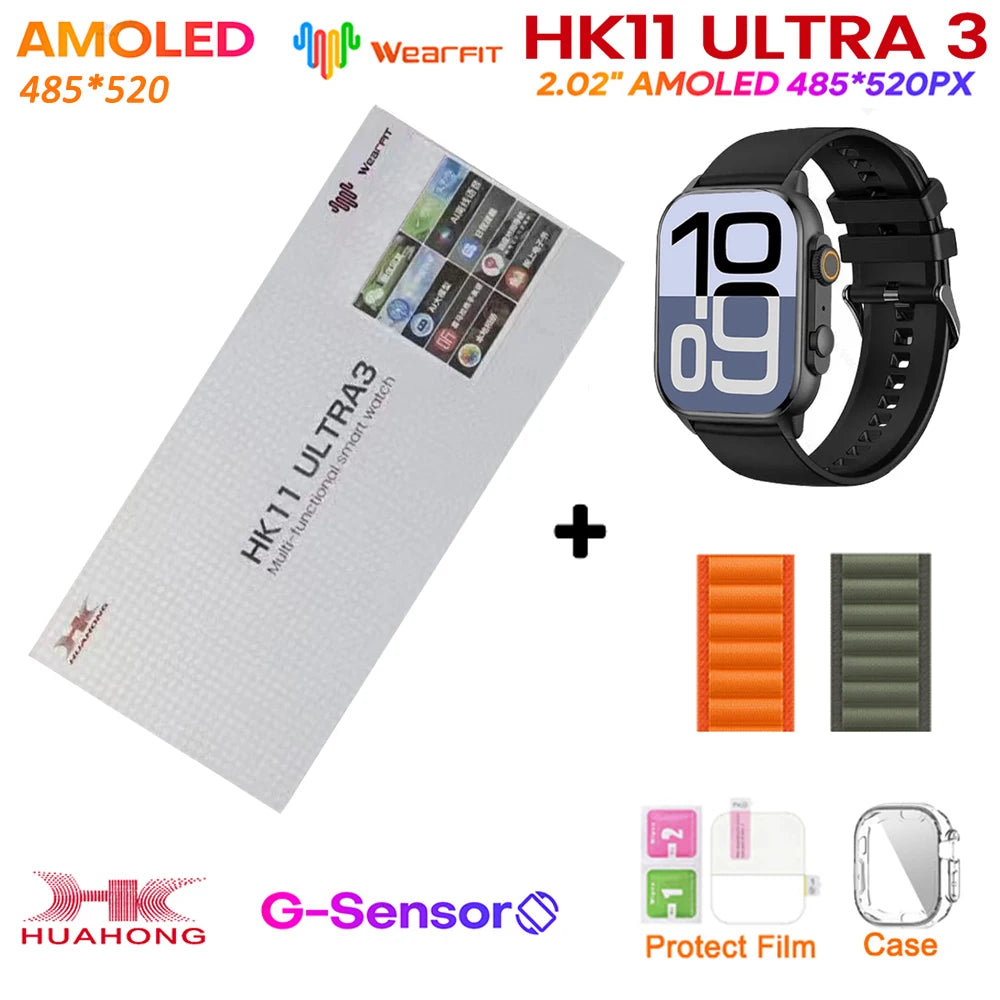 Upgrade Hk11 Ultra 3 Gen2 SmartWatch 4GB ROM AI ROBOT AMOLED Network 49mm G-Sensor ChatGPT NFC Compass GPS 3D Menu Music Watch