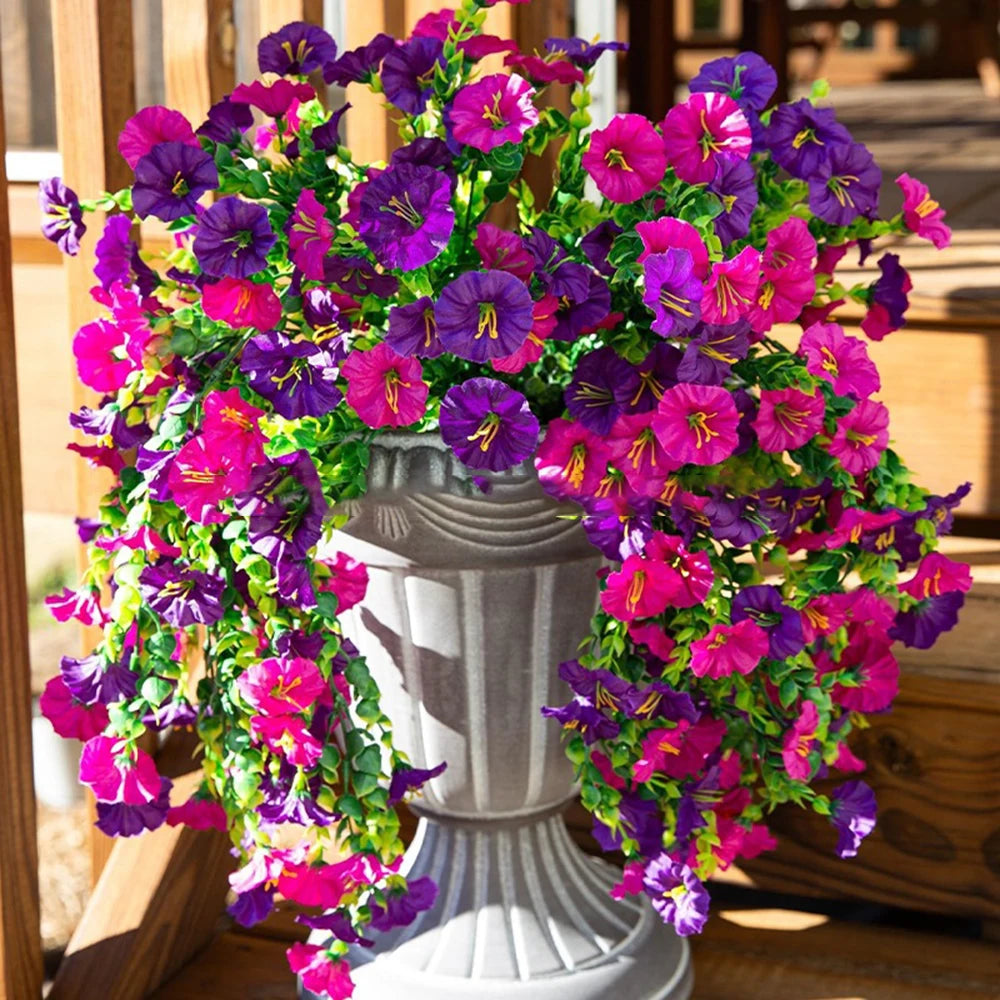 Outdoor courtyard simulation flower eucalyptus morning glory silk flower home wedding decoration wall hanging rattan flower vine