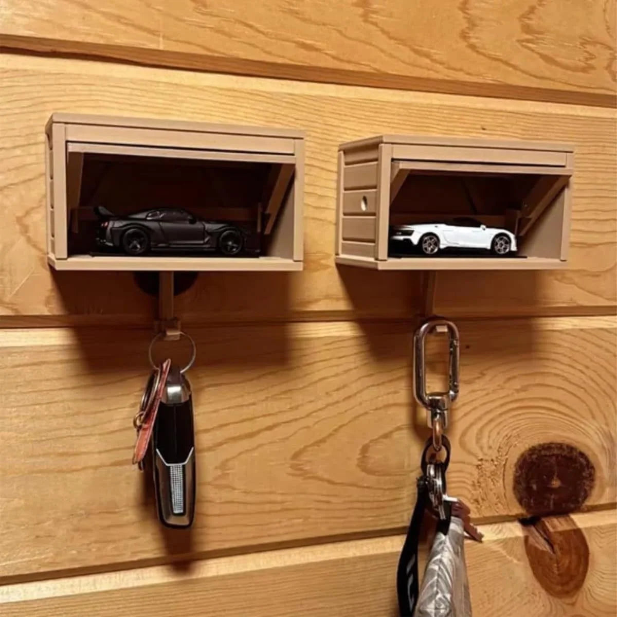 Home Decoration New 3D Printed Garage Switchable Key Holder Car -Actions Figures Themed Keychain Box - No Car Model