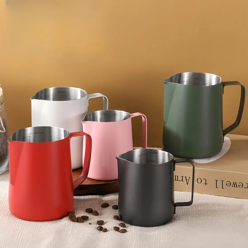 350/600ML Coffee Milk Frothing Pitcher Jug 304 Stainless Steel Precise Scale High Quality Latte Barista Professional CafeUtensil
