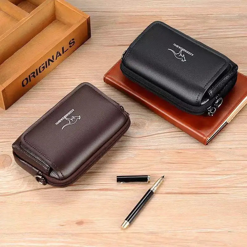 Leather Fashion Phone Pouch Belt Bag Shoulder Crossbody Waist Pack Vintage Outdoor Multi-function Mens Leisure Hanging Waist Bag