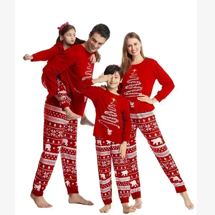 Christmas Look Pajamas Set Mom Dad Kids Dog Matching Pyjamas Cute Elf Print Sleepwear Soft Loose 2 Pieces Suit Xmas Wear Pijamas