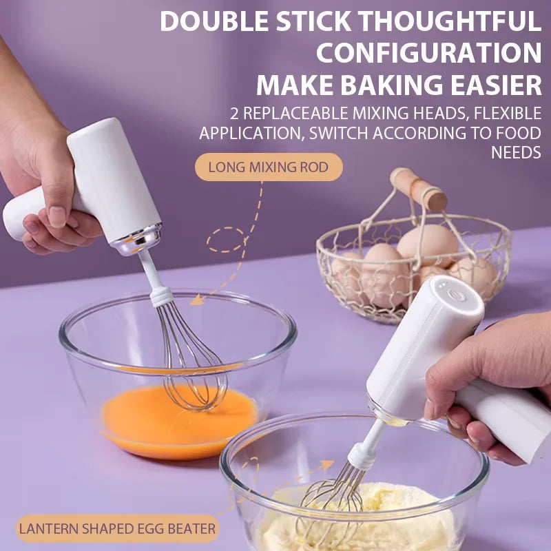Handheld Electric Egg Beater Wireless Rechargeable Milk Frother Coffee Drink Mixer Milk Foamer Kitchen Tool For Cakes