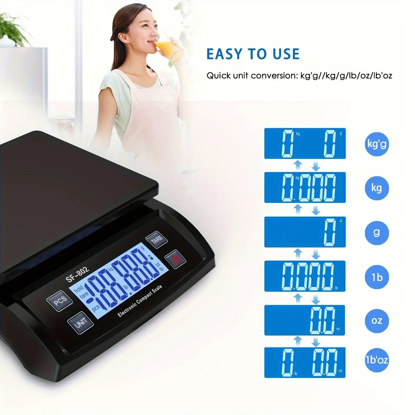 30KG/1G Digital Electronic Kitchen Scale Household Electronic Balance Scale Weight Balance Food Scale with LCD Digital Scale