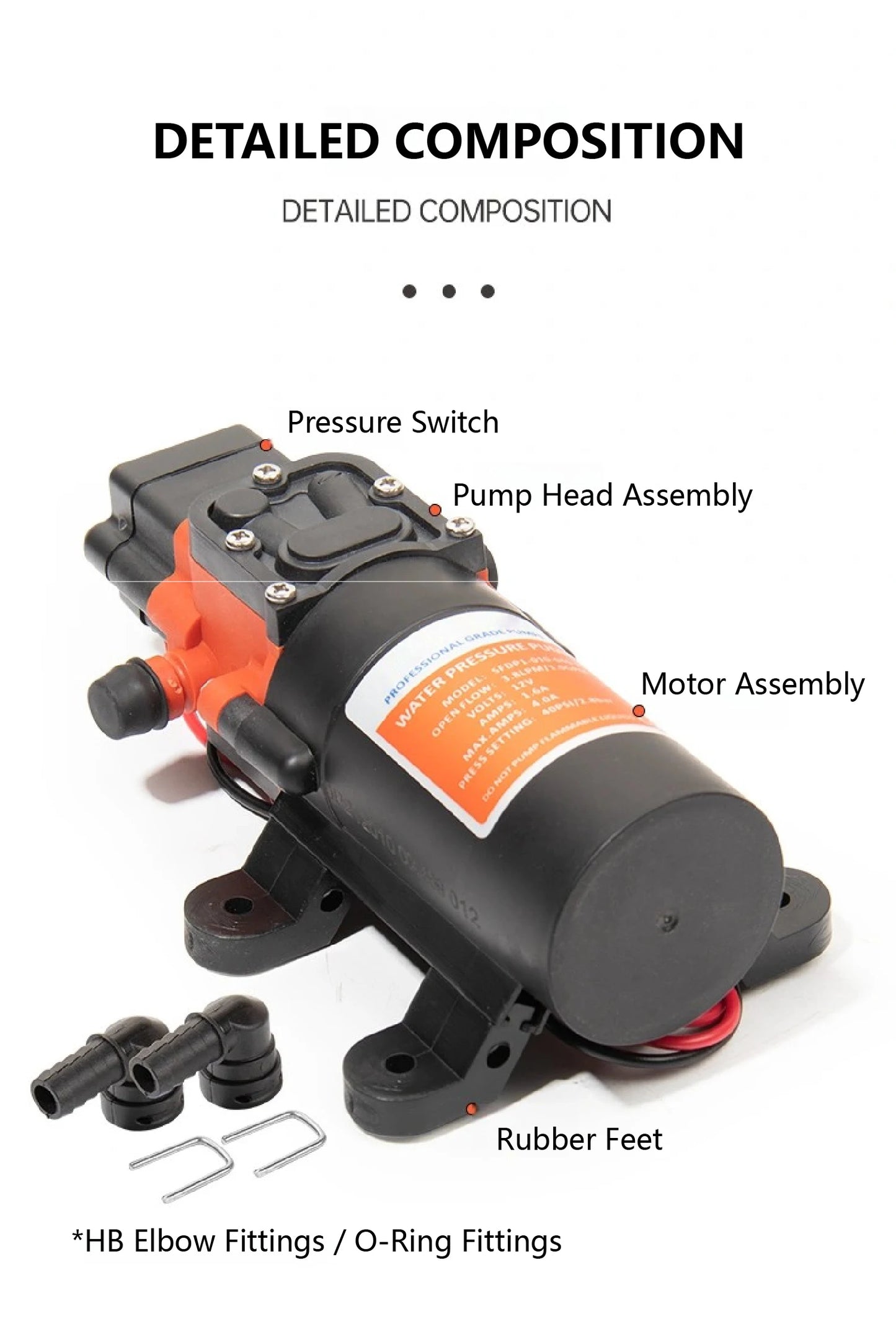 23C DC 12V/24V Micro Diaphragm Pump Self Priming Water Pump 5.6LPM 1.56A/0.78A High Pressure RV Marine Booster Pump