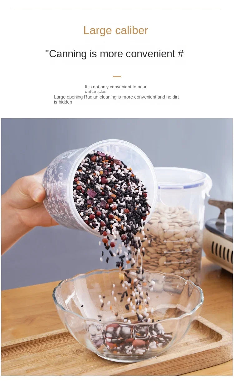 Plastic Sealed Storage Tank Large Capacity Clear Airtight Kitchen Organizer Grain Crisper Have Scale Spice Container Jars New
