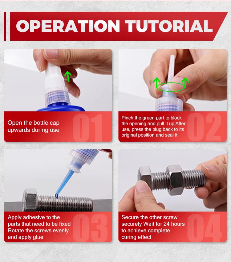 LOOLIFL, 243 Medium-Strength 10Ml-50Ml Threadlocker, Industrial Glue, Removable, Anti-Loosening, Anti-Slip, Waterproof, Rust-Proof, Oil-Resistant, Sealing Threadlocker, Removable, Stable