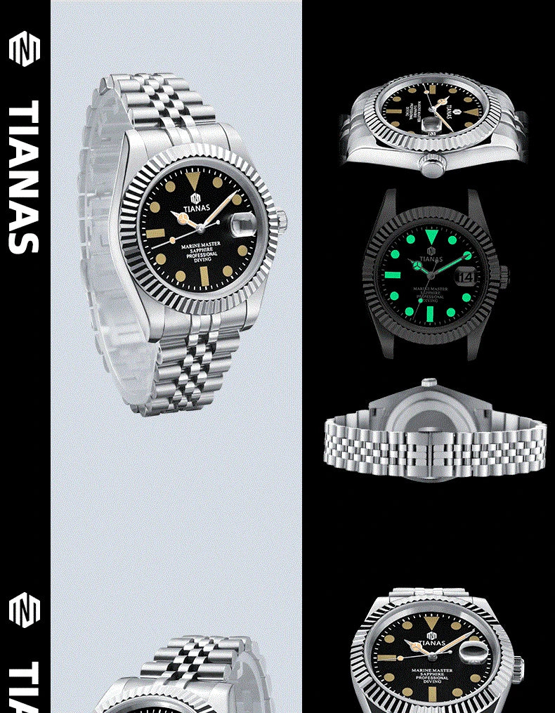 TIANAS Men`s Watch Sapphire Glass Japan quartz movement Clock Men Relogios Masculino 316L SS Case Swimming 50M Waterproof