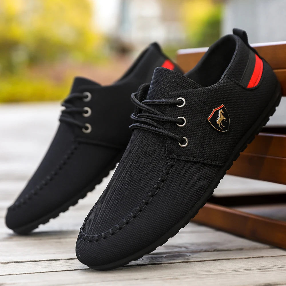 Men's Breathable Fabric Casual Loafers, Soft-Soled Comfortable Lace-Up Low-Top Men's Shoes, Versatile for Daily Commuting and Light Business Wear, Lightweight, Wear-Resistant, Non-Stuffy, Comfortable for Long Wear, Suitable f