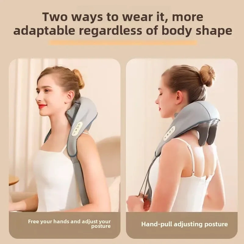 New USB Tape Neck Shiatsu Massage Belt Neck Back Shoulder and Neck Massager U-shape Electric Neck Massager with long-las