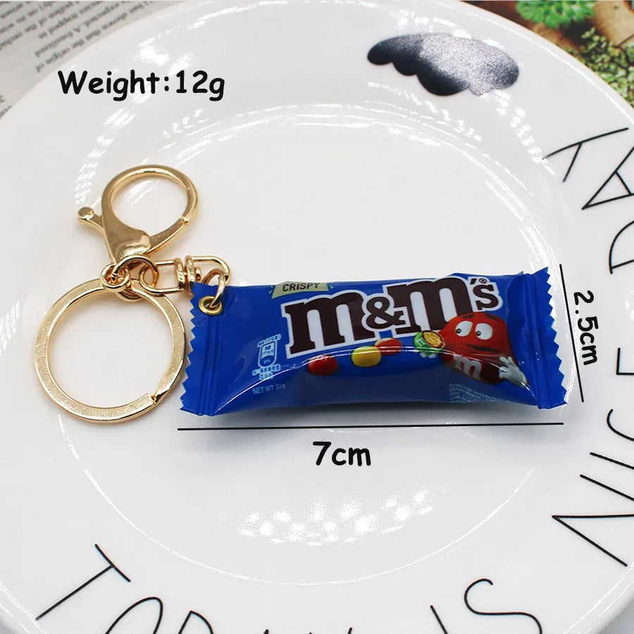 Simulation M Bean Chocolate Chocolate Key Chain Pendant Miniature M Bean Pendant Creative Food and Play Goods Gift Decoration