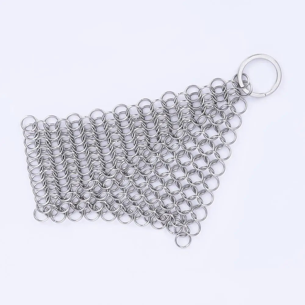 Bowl 10x10cm Cookware Wok Chainmail Circular Ring Square Scrubber Pan Brush Stainless Steel Kitchen Tool Cast Iron Cleaner