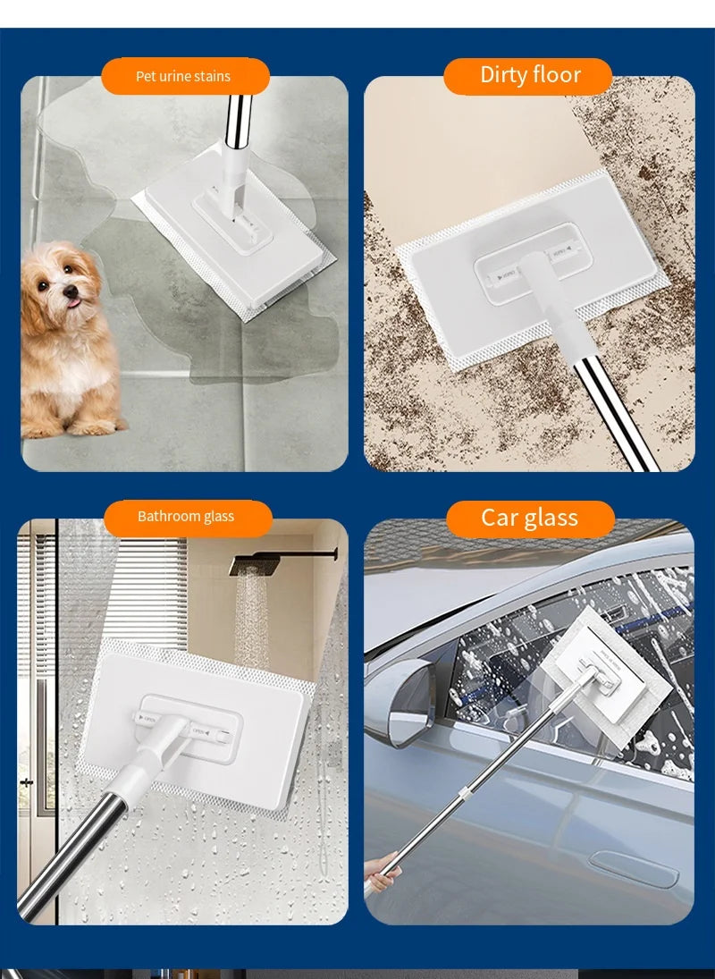 Reusable Dust Mop for Floor Cleaning Automatic Clamping Mop Clamp 100cm Wiper Floor Household Cleaning Cloths for Dust Removal
