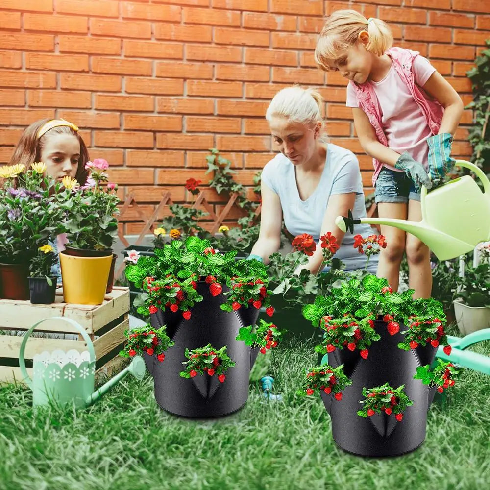 7 Gallons Strawberry Planting Bag Grow Bag With 6 Side Grow Pocket Portable Tomato Planting Bags Strawberry Pots Planting Pots