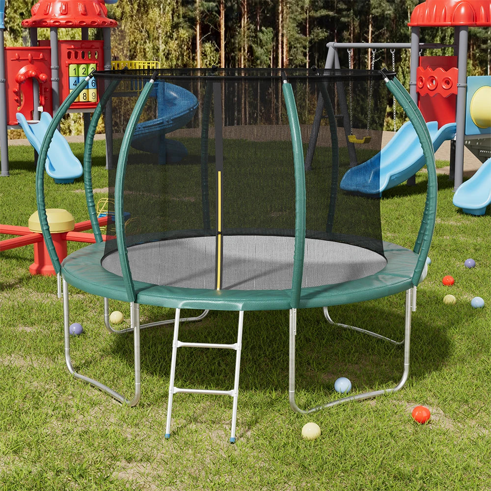 【Breeins】Outdoor Enclosure Trampoline with Ladder Exercise Workout Rebounder Sport Trampoline Handle Adults Jumping Training