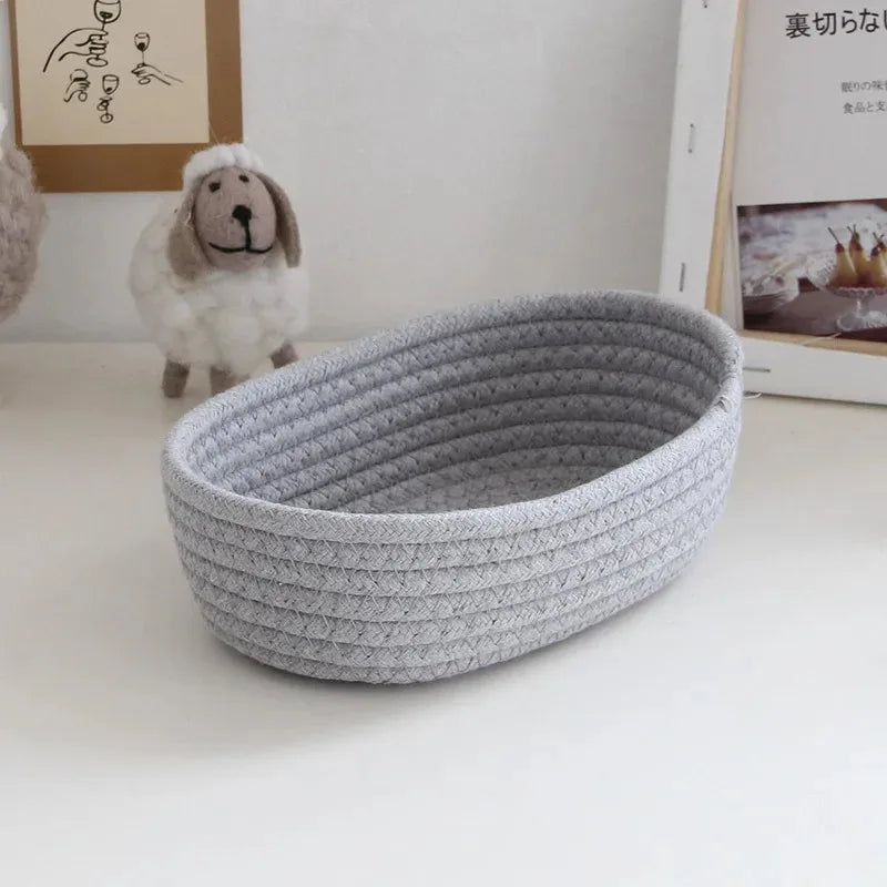 Nordic Cotton Rope Woven Storage Baskets Organize Boxs Desktop Sundries Organize Basket Sundries Key Cosmetics Storage Box