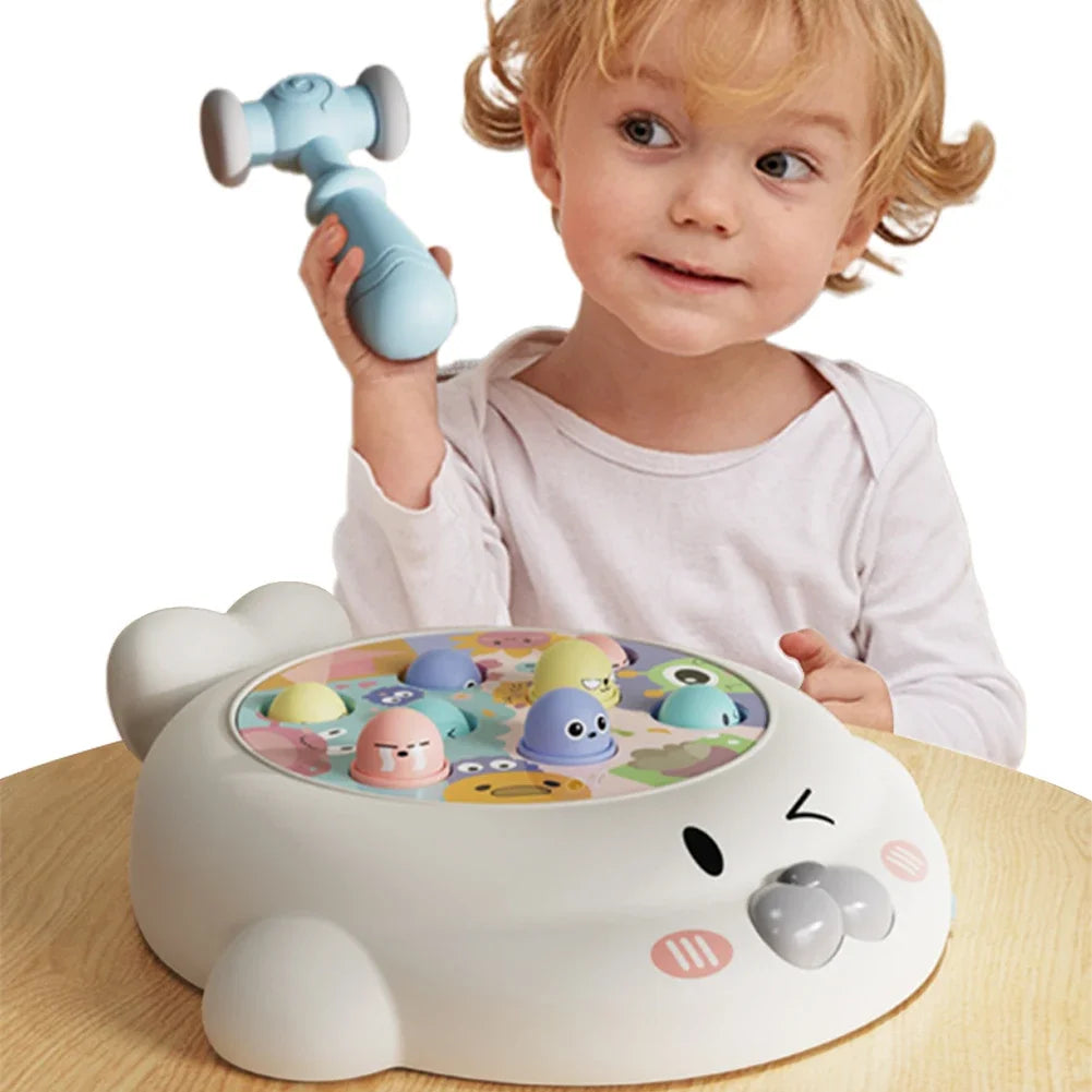 Educational Interactive Toy Whack A Mole Game hobbies  Pounding Hammers Included Knocking Toy Seal Montessori Toy Gift for Kid