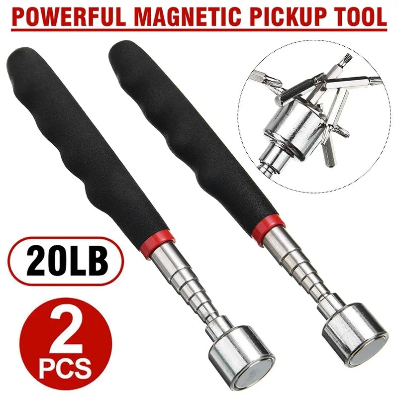 Telescopic Magnetic Iron Suction Rod with LED Light Metal Pick-up Tool DIY Strong Magnetic Metal Screw Suction Rod Pick-up Tools