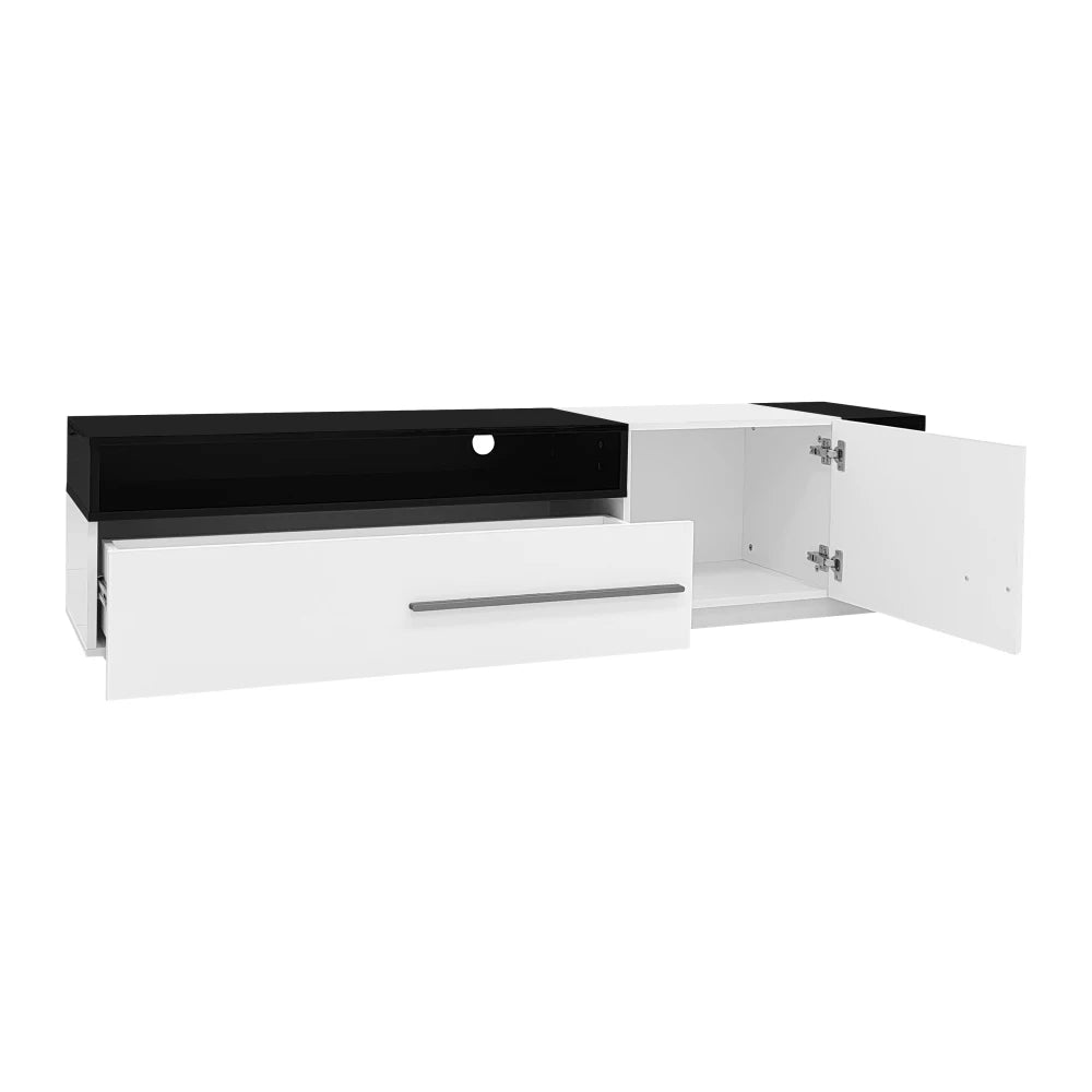 PINGGO 70 Inch High Gloss TV Stand, Entertainment Center for 60 to 70 Inch TVs with 2 Closed Storage Spaces,Living Room TV Stand