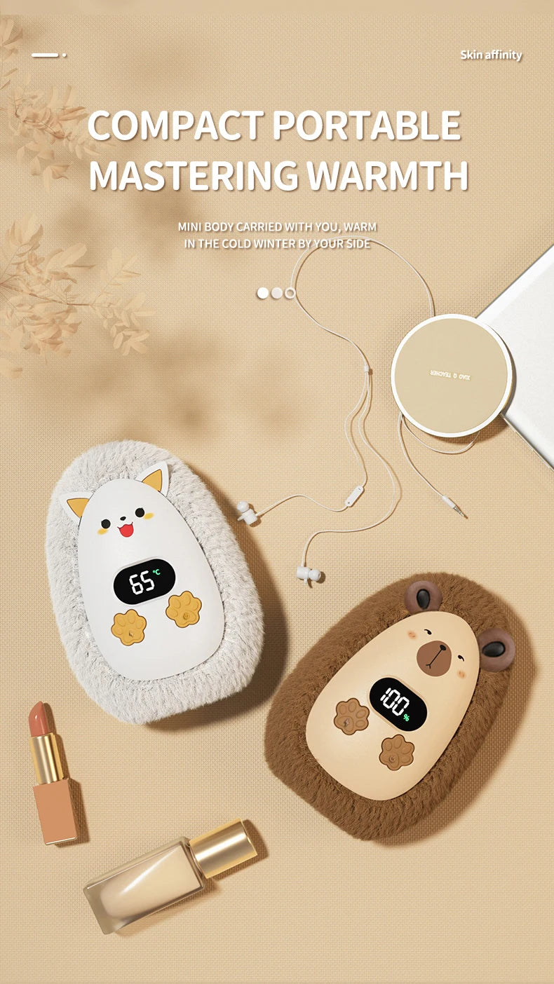 Plush Hand Warmer Winter Mini Portable Three-speed Adjustment Battery Life Long-lasting Smart Temperature Control Hand Warmer