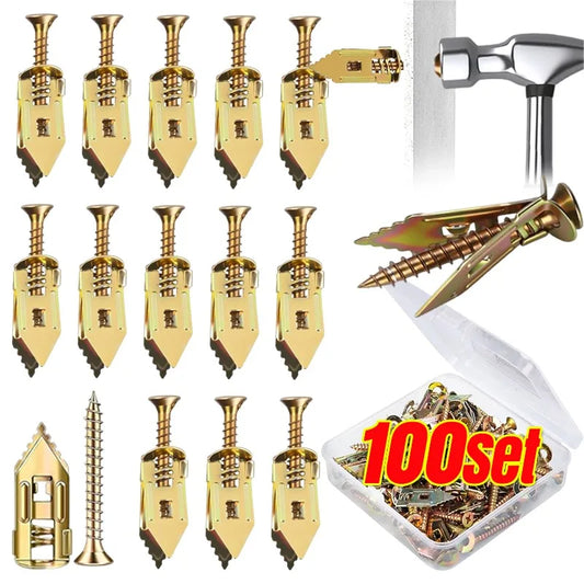 Self Drilling Drywall Anchors Kit Heavy Duty Self-Tapping Screw Expansion Nail With Screws For Photo Frames Shelf Fixings Plugs