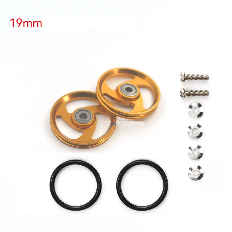 2pcs 15418 13-12mm Aluminum Alloy Guide Rollers 15461/15426 2023Jcup 95160 19mm Roller With Rubber Ring Tamiya Mini 4WD Homemade