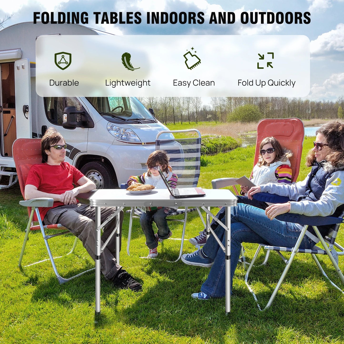 Folding Picnic Table Outdoor,Folding computer table for Homework Compact Handy Camping Table Garden Party BBQ,Multi-Purpose