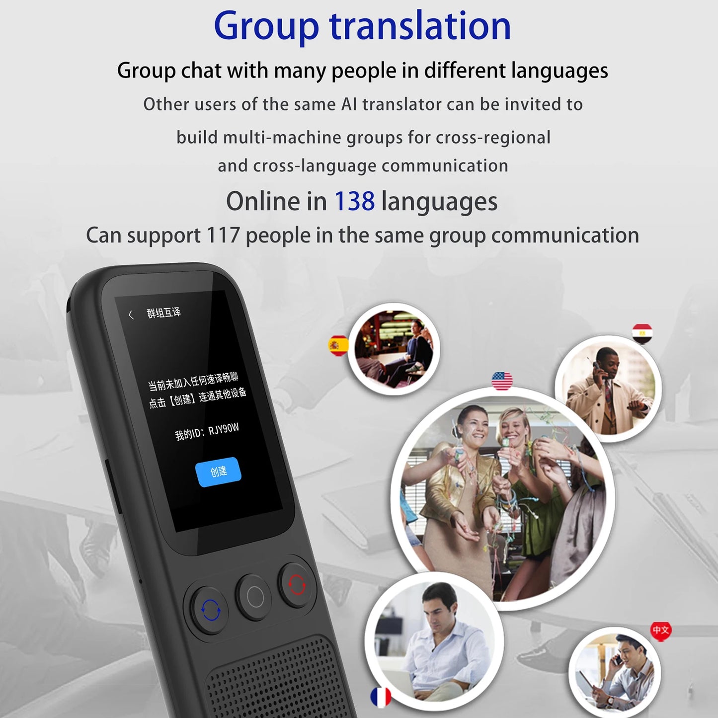S80 Language AI Translator Device with 138 Languages Voice Translating 17 Offline Translation Simultaneous Interpretation