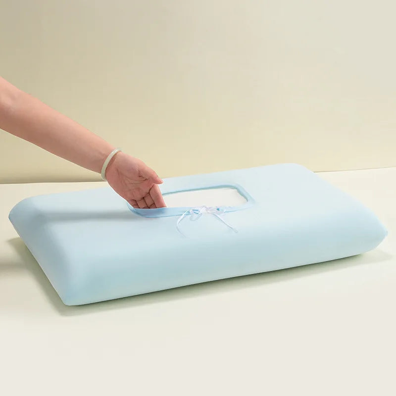 Summer Ice Silk Cooling Pillow Case, Open Style Elastic Edge Cover, Breathable Cool Feel Soft Pillow Protector for Better Sleep