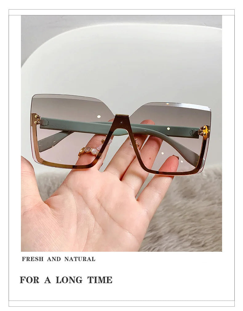 New European And American Style Half-frame Metal Sunglasses Fashion Slim Women's Sunglasses Anti-uv Glasses