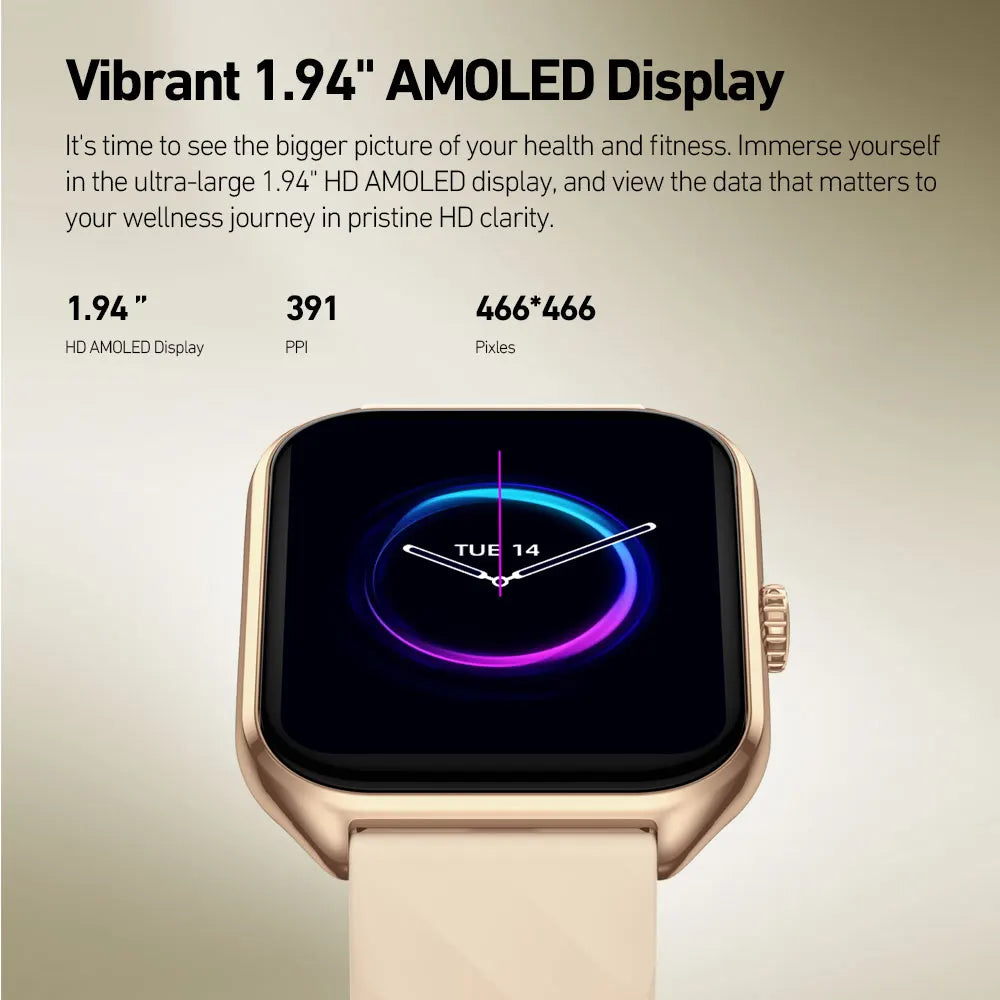 Zeblaze GTS 4 Smart Watch 1.94" HD AMOLED Display Voice Calling 100+ Sports Modes Heart Rate SpO2 Fitness Tracking Smartwatch