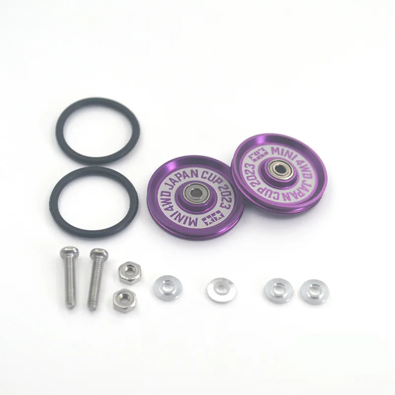 2pcs 15418 13-12mm Aluminum Alloy Guide Rollers 15461/15426 2023Jcup 95160 19mm Roller With Rubber Ring Tamiya Mini 4WD Homemade