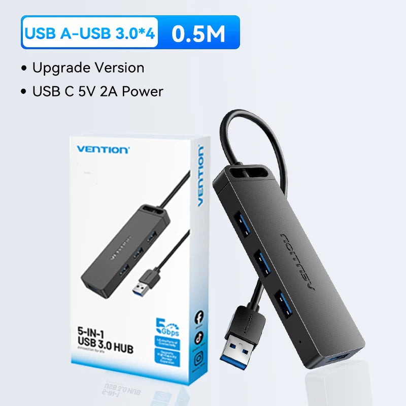 Vention USB Hub High Speed 4 Ports Multi USB 3.0 to USB 3.0 Hub Splitter Adapter for MacBook Pro iPad Pro Xiaomi Lenovo USB Hub