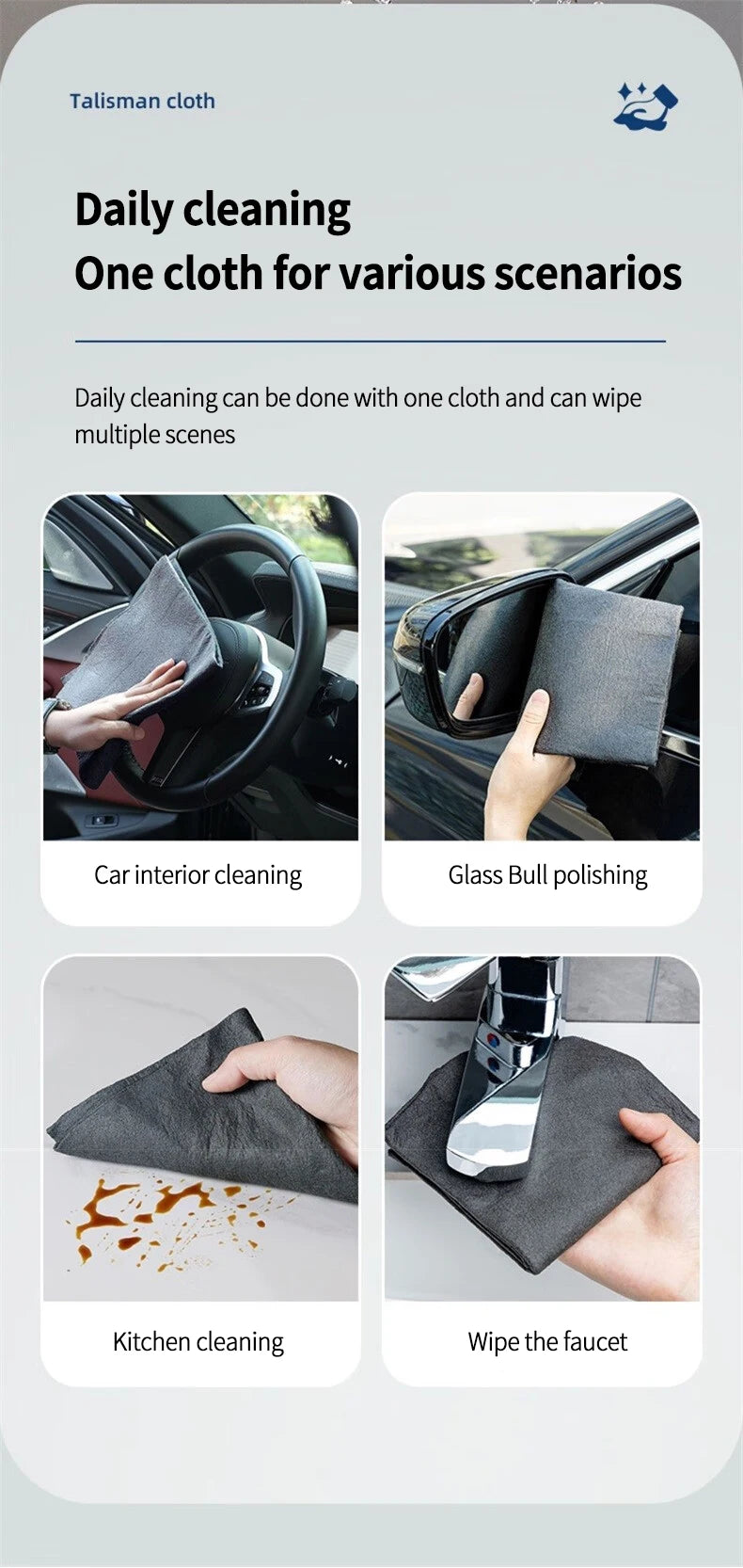 Thickened Magic Cleaning Cloth Microfiber Glass Clean Towel Reusable Washable Lint-free Cleaning Rags for Kitchen Glass Car