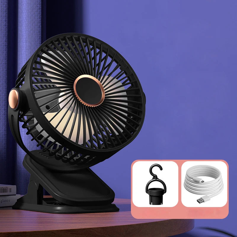 Baby 3 Speeds Stroller Mini Fan With Light Portable USB Charging Fan Mobile Phone Holder Stroller Accessories Baby Newborn Items