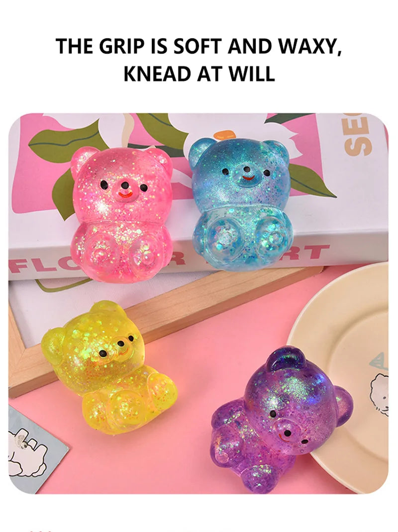 Fidget Bear Toy Squishys Glitter Gummy Bear Small Cute Animal Anti Stress Fidget Splat Decompressions Vent Squeeze Toy 2026 New
