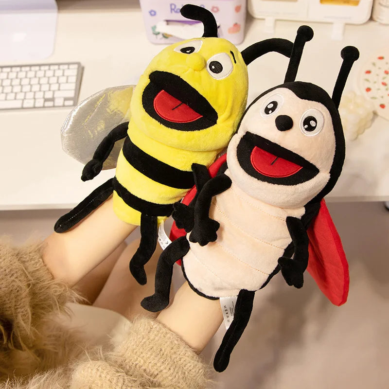 Hand Puppets Kids Toys Plush Insects Animal Caterpillar Ladybug Hand Puppets Doll Family Storytelling Role-playing Finger Toys