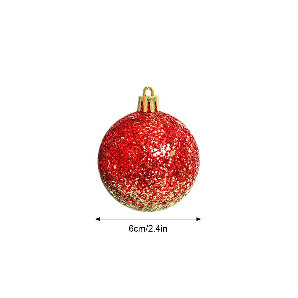 16PCs/Box 6cm Shiny Glitter Christmas Ball Ornaments Shatterproof Christmas Tree Hanging Ornaments Pendants Party Decorations