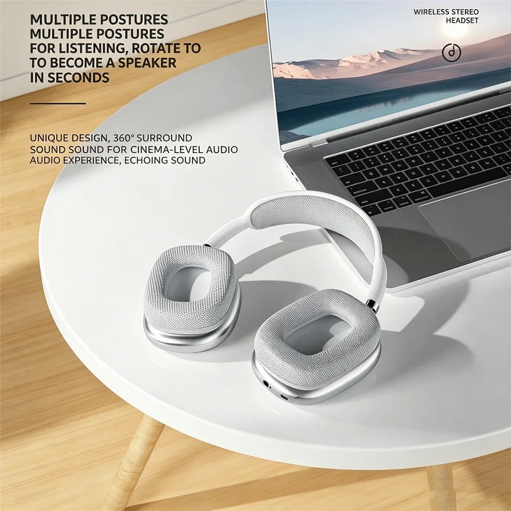 KEBIDUMEI Bluetooth 5.3 Headphones with Color Screen ANC HIFI Stereo Wireless Headsets FM Radio 3.5mm AUX Over Ear Earphones