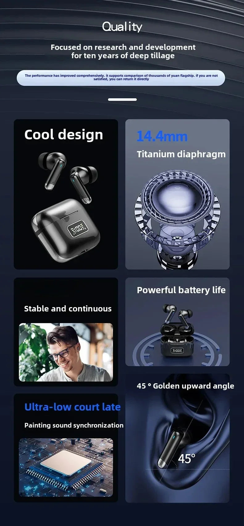 New Bluetooth headset Wireless Headphones Sport Earphones Waterproof Noise Reduction in-ear Wireless Earbuds With Mic For phones