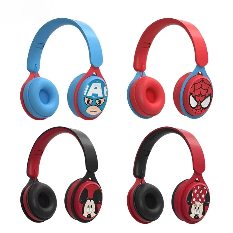 Cartoon Spiderman Minnie Mickey Wireless Headphones Blutooth Surround Sound Stereo Foldable Earphone Laptop Headset