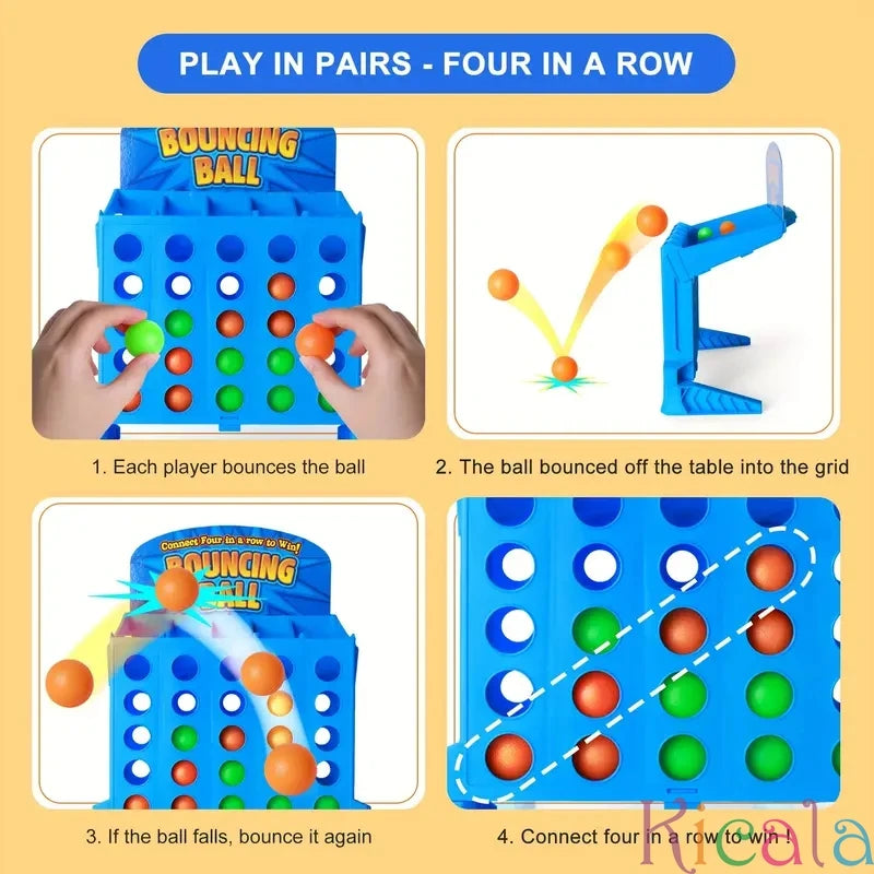 Children Bounce Game Jumping Ball Tabletop Toy for Kids 4 in a Row Parent-Child Interaction Board Game Educational Gift For Kids