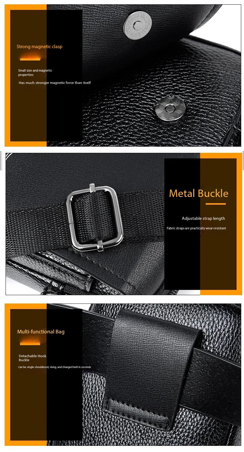 Leather Fashion Phone Pouch Belt Bag Shoulder Crossbody Waist Pack Vintage Outdoor Multi-function Mens Leisure Hanging Waist Bag