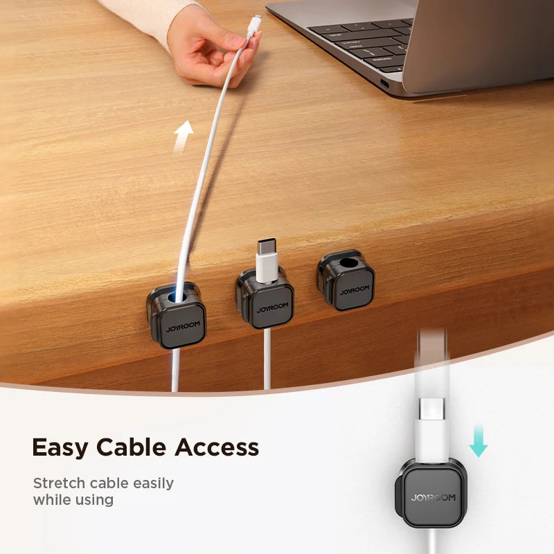 Joyroom Magnetic Cable Clips Cable Smooth Adjustable Cord Holder Cable Management Wire Keeper Under Desk Cable Organizer Holder