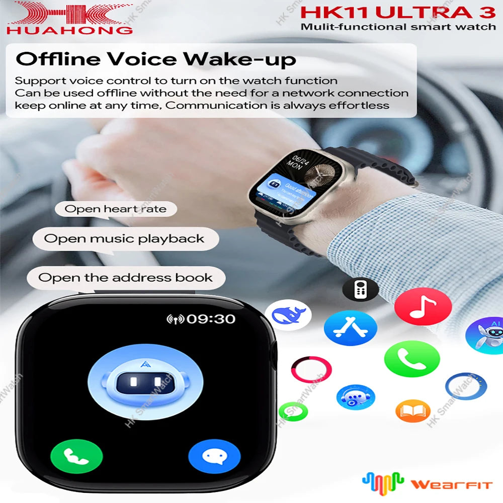 Upgrade Hk11 Ultra 3 Gen2 SmartWatch 4GB ROM AI ROBOT AMOLED Network 49mm G-Sensor ChatGPT NFC Compass GPS 3D Menu Music Watch