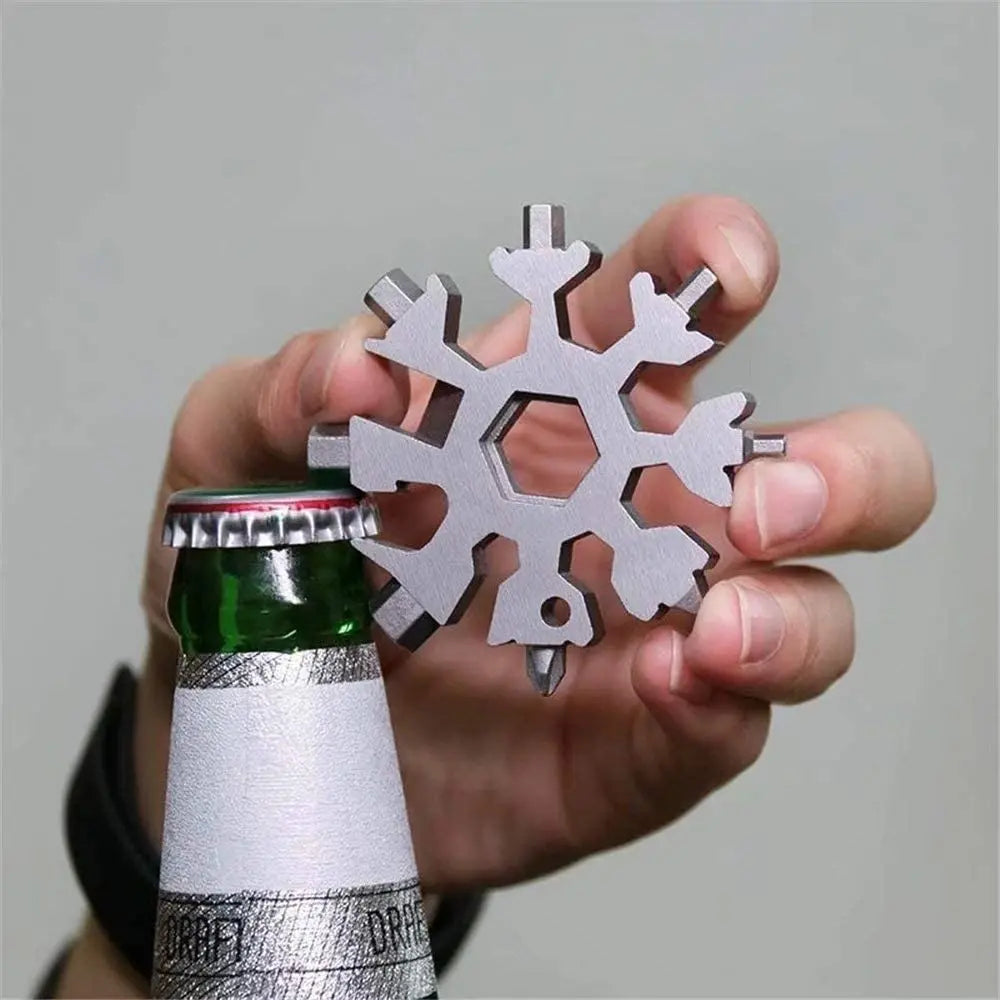 18-in-1 Stainless Steel Snowflakes Multi-tool Herramienta 18 En 1 Multifunctional Tool Copo De Nieve Llave Multiusos